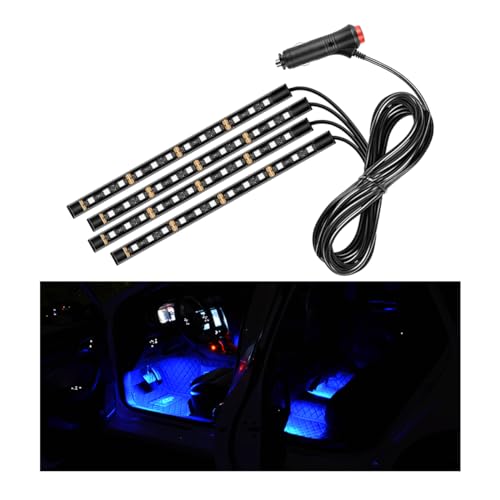 Car LED Strip Light, 48 LEDs RGB Neon Interior Atmosphere Lights, 12V Under Dash Ambient Night Light, Cigarette Lighter Auto Interior Decorative Lamp, Car Accessories (Blue) - color: Blue, size: 48 LED, Cigarette Adapter