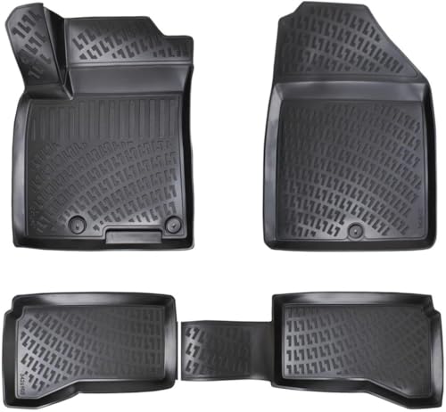 RizLiner Kia NIRO 2017-2022 Floor Mats 3D Custom Fit Rubber Car Mats Laser Measured Floor Liners All Weather Heavy Duty Waterproof Odorless Non-Slip TPE (Front & Rear, Black) - size: Niro 2017-2022