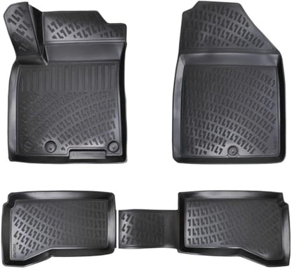 RizLiner Kia NIRO 2017-2022 Floor Mats 3D Custom Fit Rubber Car Mats Laser Measured Floor Liners All Weather Heavy Duty Waterproof Odorless Non-Slip TPE (Front & Rear, Black) - size: Niro 2017-2022