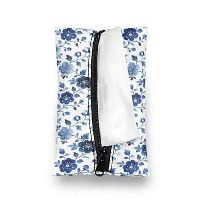 Blue Flowers Tissue Pouch, Small Pockets Stylish Tissue Pouch for Coins Easy to Carry Small Pouch for Keys Coins Credit Cards - color: Blue Flowers 01