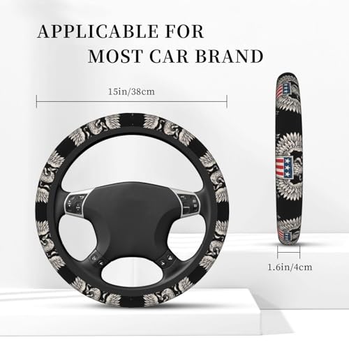 Car Steering Wheel Cover with Anti-Slip Lining, Universal 15 inch Wheel Cover, Fashion Car Interior Accessories for Women Men - Bald Eagle - color: Bald Eagle