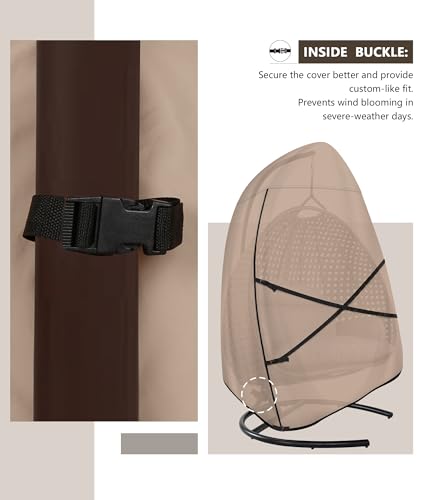 ULTCOVER Patio Hanging Egg Chair Cover - Waterproof Outdoor Double Seat Swing Egg Chair with Stand Cover 66W x 43D x 68H inches - color: Brown, size: Double Seat