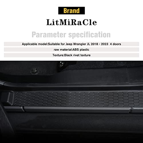 Door Sill Guard Kit Car Anti-Scratch Threshold Protector Door Entry Guard Scuff Plate Cover Compatible with Jeep Wrangler JL JLU 2018-2024 & Jeep Gladiator JT 2020-2022