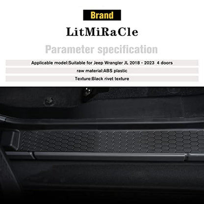 Door Sill Guard Kit Car Anti-Scratch Threshold Protector Door Entry Guard Scuff Plate Cover Compatible with Jeep Wrangler JL JLU 2018-2024 & Jeep Gladiator JT 2020-2022