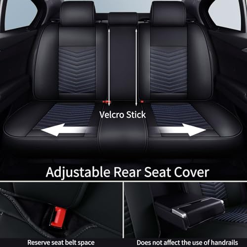 HChengkikz Car Seat Covers, Breathable and Waterproof Faux Leather Automotive Seat Covers, Universal Anti-Slip Driver Seat Cover for Cars SUV Pick-up Truck Sedan (5 PCS Full Set, Black + Blue) - color: Style1 Black+Blue, size: Full Seat