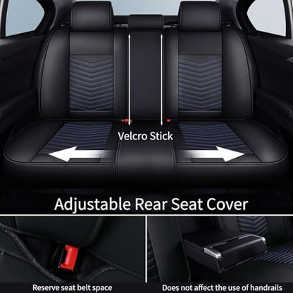 HChengkikz Car Seat Covers, Breathable and Waterproof Faux Leather Automotive Seat Covers, Universal Anti-Slip Driver Seat Cover for Cars SUV Pick-up Truck Sedan (5 PCS Full Set, Black + Blue) - color: Style1 Black+Blue, size: Full Seat