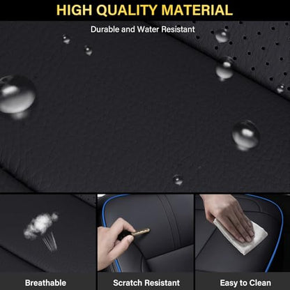 Coverado Chevy Silverado Seat Covers Full Set, Faux Leather Car Seat Covers Fit for 2014-2018 1500, 2015-2019 2500HD 3500HD Chevy Silverado GMC Sierra Crew Double Extended Cab(Blueline) - color: Blueline, size: FullSet(2014-2018)