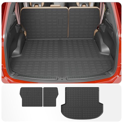 Cargo Liner Compatible with 2021-2023 Hyundai Santa Fe 5 Seats Trunk Liner Cargo Mat TPE All Weather Back Seat Cover Protector 2022 Santa Fe Accessories (Trunk Mat+Backrest Mats) - style: For Hyundai Santa Fe | 2021-2023
