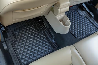 Universal Trim-to-Fit Car Floor Mats for Cars Trucks SUVs Rubber Non-Slip Waterproof All Weather Protection Floor Liner-Black - color: Black