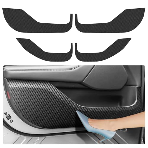 Car Door Anti Kick Pad for Ford Mustang Mach-E 2021 2022 2023 2024 2025 Mach E Accessories Carbon Fiber Style Leather Sticker Door Sill Protector Cover Edge Guard Side Mat Interior Dirty