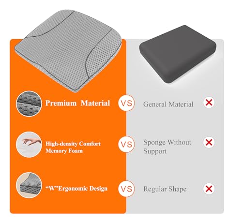 kingphenix Premium Car Seat Cushion, Memory Foam Driver Seat Cushion to Improve Driving View- Coccyx & Lower Back Pain Relief - Seat Cushion for Car, Truck, Office Chair (4D Mesh Gray) - color: 4d Mesh Gray
