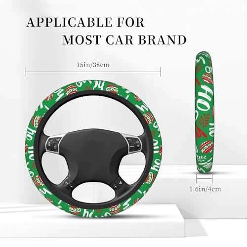 Christmas Ho Ho Ho Steering Wheel Covers Universal 15 Inch Car Wheel Cover,Anti-Slip Breathable Car Accessories Protector Fit for Trucks,Sedans,SUVs,Vans - color: Christmas Ho Ho Ho