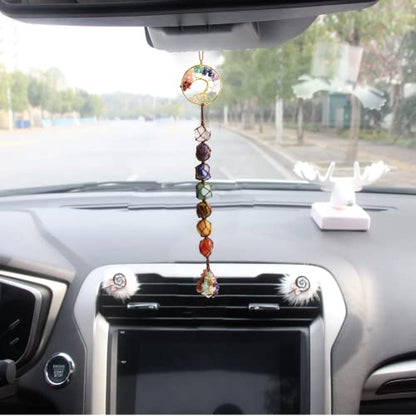 2 Pieces of 7 Chakras Healing Crystals and Tree of Life Wall Hanger Tumbled Gemstones Meditation Hanging Ornament Christmas Tree Memorial Hanging Pendant (Style 2) - color: A-style 20