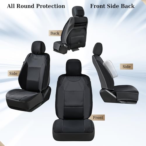 Coverado Front Seat Covers, Waterproof Oxford Seat Protector for Car Seat Cushions for Kids & Dogs, Compatible with 2015-2026 Ford F150 & 2017-2026 Ford F250 F350 F450 (Black, 2PCS)
