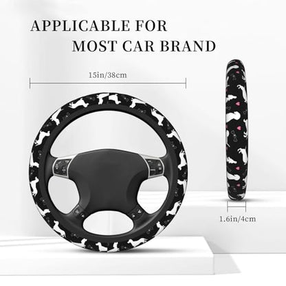Dachshund Lovers Steering Wheel Cover for Women Elastic Rubber Steering Wheel Universal 15 Inch Fit for Cars, Auto, SUVs - color: Dachshund Lovers