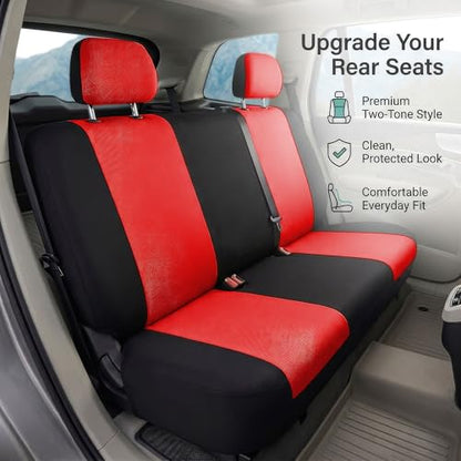 FH Group Universal Solid Bench Car Seat Cover fits Detachable Headrests– Universal Fit for Cars Trucks & SUVs (Red/Black) - color: Red