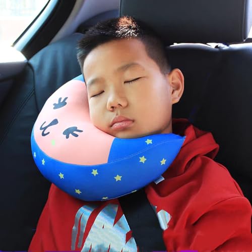 Kids Car Seat Travel Neck Pillow Soft Neck Support Cushion Car Seat Belt Cover Cushion Pillow Car Seatbelt Shoulder Pad Head Neck Support Pillow Seat Strap Pillow for Car Airplane Pushchair Travel - color: Blue