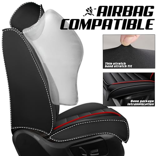Car Seat Covers for Kia K5 2021-2026, Premium Nappa Leather, Waterproof, Anti-Slip, Full Coverage, Airbag Compatible, Breathable, All-Weather, Easy Install (5 Seats, Black&Red) - color: 5 Seats - Black&Red, size: Kia K5 2021-2026