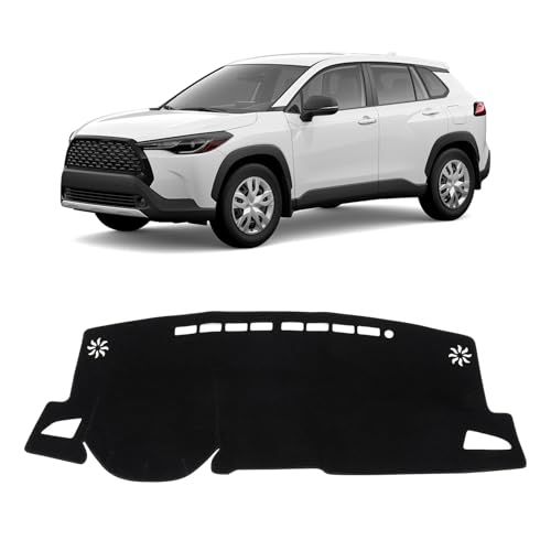KUST Black Dash Cover for Toyota Corolla Cross 2022 2023 2024 2025 2026 (NOT fit Toyota Corolla) Polyester Dashboard Cover Non-Slip Interior Accessories for Corolla Cross No Glare - size: For Corolla Cross 22-26