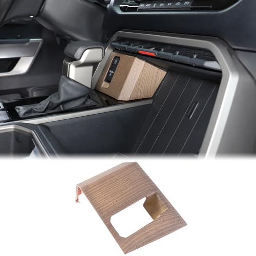 Car Central Electronic Handbrake Button Frame Cover Compatible with Toyota Tundra/Sequoia 2022-2025 Center Console Electronic Handbrake Button Protect Frame Decor Cover Trim ABS Interior Accessories - color: Pear Wood Grain Pattern