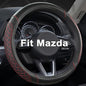 Car Steering Wheel Cover for Mazda 3,5,6,CX-3,CX-5,CX-30,CX-50,CX9,CX-9,MX-5 Miata,CX-7,RX-8,14.5-15 inches(Diamond Quilted-Black+Red-Standard Size) - color: Diamond Quilted-Black+Red
