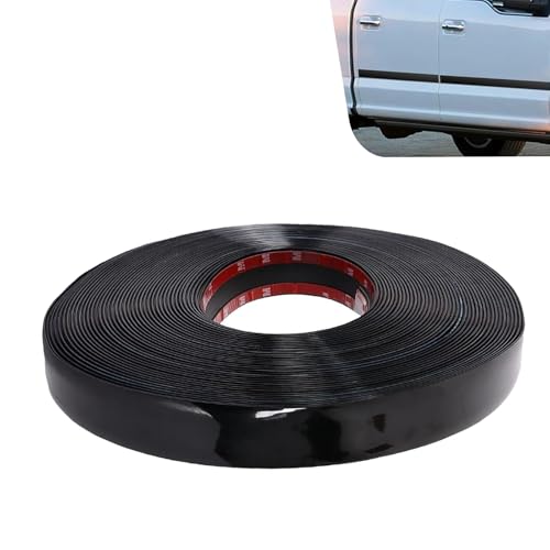 49.21FT Car Exterior and Interior Molding Trim, Glossy Black Car Side Molding Trim, Scratch-Proof Self Adhesive Bumper Window Door Body Side Decor Strip, Universal for All Vehicles (Black) - color: Black