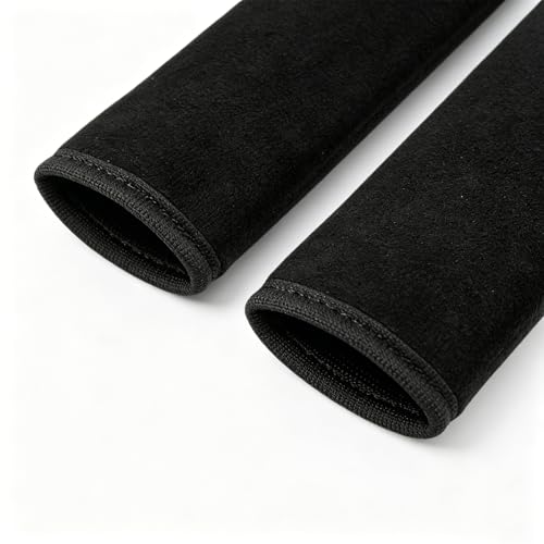 Soft Fuzzy Plush Seat Belt Covers - 2 Pack, Seat Belt Pads to Neck & Shoulder Comfort from Rubbing & Irritation, Universal Fit for Car, Truck, SUV, Airplane, Backpack Straps - color: J-001-Black
