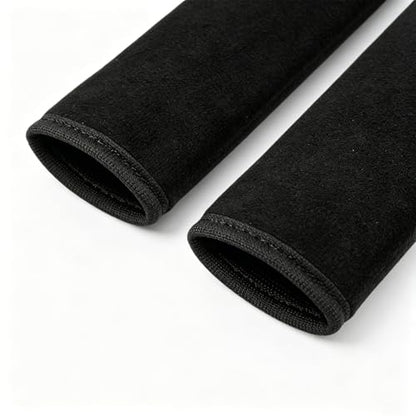 Soft Fuzzy Plush Seat Belt Covers - 2 Pack, Seat Belt Pads to Neck & Shoulder Comfort from Rubbing & Irritation, Universal Fit for Car, Truck, SUV, Airplane, Backpack Straps - color: J-001-Black