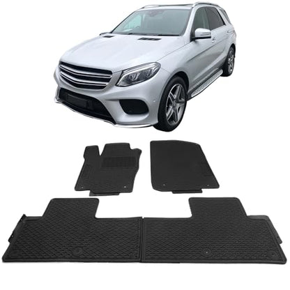 Custom Fit Floor Mats Compatible with Benz 2012-2015 W166 ML Series 2016-2019 GLE Class, Latex Rubber All Seasons Weather Interior Carpet Black by IKON MOTORSPORTS