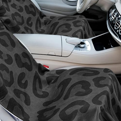 Hahafelt Car Seat Towel Covers with Storage Bag, 63 x 32 Inch Universal Non Slip Waterproof Sweat Protector for Car Truck, Gym Swimming Running, Machine Washable(2 Pack,Black Leopard) - style: Black Leopard
