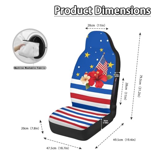 American Flag Printed 2 Piece Front Car Seat Covers, 250th Anniversary Soft Breathable Car Front Seat Covers Waterproof, Airbag Compatible, Universal Fits for SUV - color: Blue and Red - American Flag 250th Anniversary