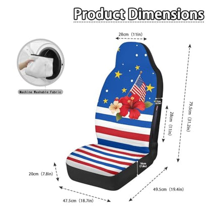 American Flag Printed 2 Piece Front Car Seat Covers, 250th Anniversary Soft Breathable Car Front Seat Covers Waterproof, Airbag Compatible, Universal Fits for SUV - color: Blue and Red - American Flag 250th Anniversary