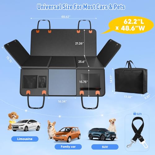 Back Seat Extender for Dogs, Heavy-Duty Hard Bottom Backseat Cover, Car Hammock for Dogs & Pets, Upgraded PU Leather - Waterproof & Anti-slip & Anti-scratch & Wipe-down Cleaning for Cars & SUVs - size: Cover Only