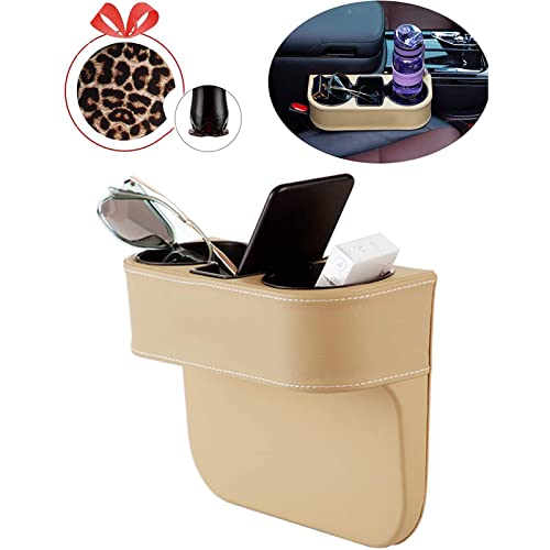 Car Seat Organizer Cup Drink Holders,Multifunctional Gap Filler Storage Box,Insert Organization Helps Reduce Distracted Driving&Holds Phone Mount Mug Bottle Cellphone Coaster Wallet Card (XBD-Beige) - color: XBD-Beige