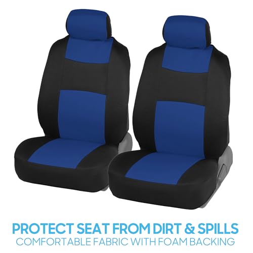 BDK PolyPro Car Seat Covers Full Set in Blue on Black, Front and Rear Split Bench Seat Covers for Cars, Easy to Install Car Seats Cover Set and Accessories for Auto Trucks Van SUV - Blue - color: Blue