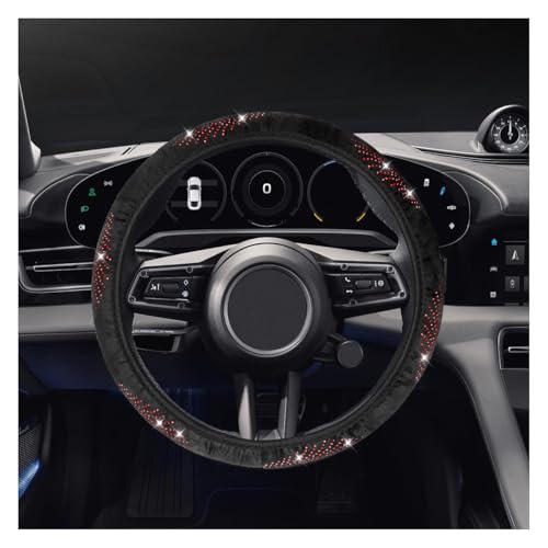 Bling Car Steering Wheel Cover, 15" Crystal Rhinestone Anti-Slip Auto Steering Wheel Protector, Soft Breathable Vehicle Interior Decorative Protector Accessories for Most Cars(Red) - color: Red