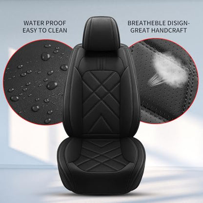 Faux Leather Custom Fit Seat Covers Compatible with Nissan Frontier 2007-2026 Full Set 5 Seats, Airbag Compatible, Black - color: #068-Black, size: 5 Seats