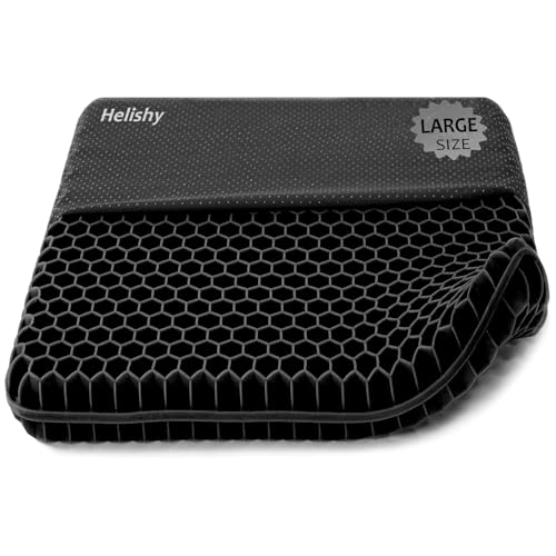 Extra Large Gel Seat Cushion, 17x17inch Double Thick Egg Gel Cushion for Pressure Pain Relief, Breathable Wheelchair Cushion Chair Pads for Car Seat Office Chair (Black) - color: 2-black, size: Extra Large (17*17*1.7 inch)