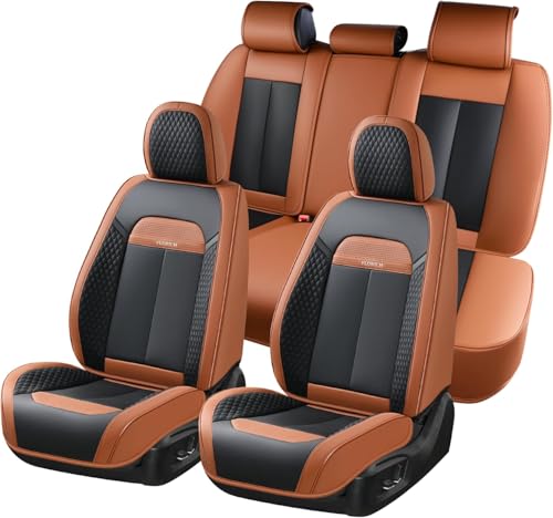 Car Seat Covers Full Set, Automotive Seat Covers, Black Car Seat Cover, Waterproof Seat Protectors Universal fit for Car Truck Van SUV - Brown&Black - color: Brown&Black, size: Fullset