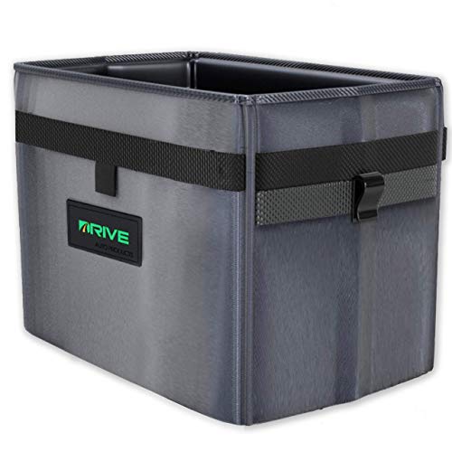 Drive Auto Car Trash Can - Leakproof, Hanging Garbage Bin with 20 Trash Bags and Black Adjustable Strap - Truck & Car Accessories for Men and Women - Grey with No Lid - color: Grey/Black, size: 2 gallons