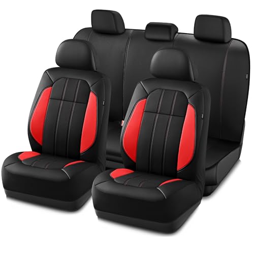 Road Comforts Car Seat Covers, Breathable Leather Seat Covers, Car Seat Covers Full Sets Airbag Compatible, Automotive Seat Covers for Most Cars, Vans, Trucks, SUV - Red - color: red, size: Full Sets