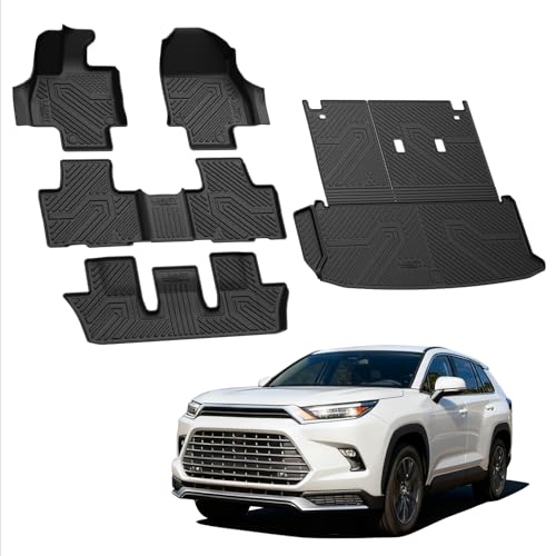 LASFIT Floor Mats for Toyota Grand Highlander 2026 2025 2024 Fits Without or with subwoofer (Include Hybrid), All Weather TPE Custom Fit Rear Trunk Mat for Grand Highlander Accessories - size: 2024-2026|For Toyota Grand Higlander|Full Sets
