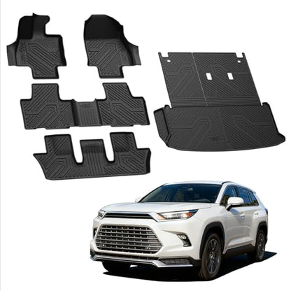 LASFIT Floor Mats for Toyota Grand Highlander 2026 2025 2024 Fits Without or with subwoofer (Include Hybrid), All Weather TPE Custom Fit Rear Trunk Mat for Grand Highlander Accessories - size: 2024-2026|For Toyota Grand Higlander|Full Sets
