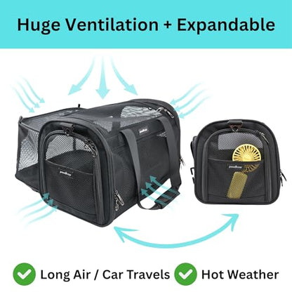 Crash-Tested Dog Carrier Airline Approved | 3-in-1 Lab-Tested Cat Car Seat, TSA Airline Approved Cat Carrier Soft, Expandable Dog Carriers for Small Dogs | 5-Star CPS Certified for Crash Protection. - size: 17.0"L x 11.0"W x 11.0"H