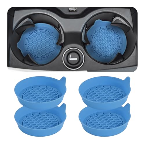 Zpana Bling Car Cup Holder Coaster, 2PCS Crystal Rhinestone Non Slip Waterproof Vehicle Insert Water Bottle Holder Pads, Shockproof Auto Interior Decorative Coasters, Universal Fit (Light Blue) - color: Light Blue