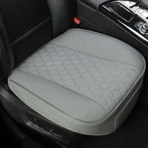 West Llama Linen Front Car Seat Cover Protector Anti-Slip Bottom Seat Cover Fits 95% of Vehicles,Wrapping Around The Bottom,Diamond Pattern(Gray-1Pcs) - color: Diamond Pattern-Gray, size: 1 Piece Linen