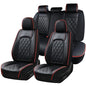 Coverado Car Seat Covers Full Set, Luxury Faux Leather Waterproof Seat Covers, Black Car Seat Covers, Universal Car Seat Protector Leather Car Seat Cushion, Carseat Cover Fit Most Cars, Black&Red - color: A-Black&Red, size: Full Set