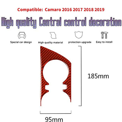 Custom Interior Accessories 1PCS for Chevrolet Camaro 2016 2017 2018 2019 2020 2021 2022 Red Carbon Fiber Center Console Cover Cup Holder Frame Panel Sticker Protection Decoration - size: Cup Holder cover
