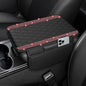 NBTEPEM Bling Car Center Console Cover, Leather Car Arm Rest Cover Cushion with 2 Storage Bags, Universal Automotive Armrest Protector Storage Box, Bling Accessories Interior for Most Vehicles (Red)