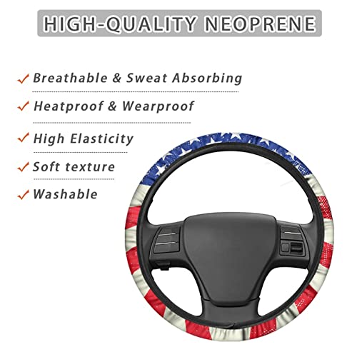 GLENLCWE American Flag Auto Steering Wheel Cover Non-Slip Universal for 15 inch - color: American Flag